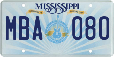 MS license plate MBA080