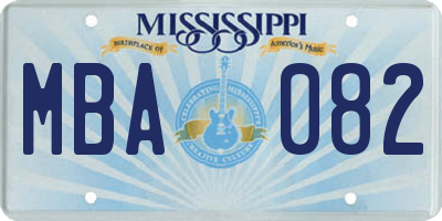 MS license plate MBA082