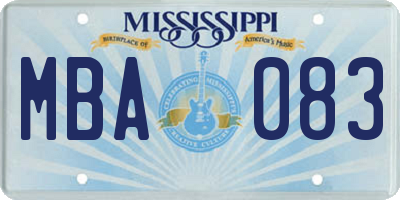 MS license plate MBA083