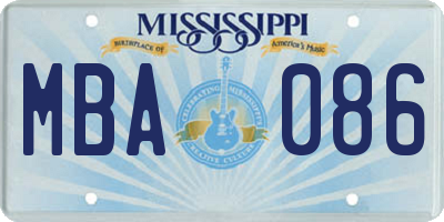 MS license plate MBA086