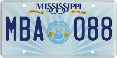 MS license plate MBA088