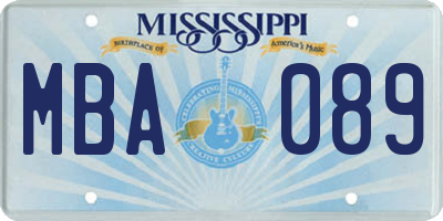 MS license plate MBA089