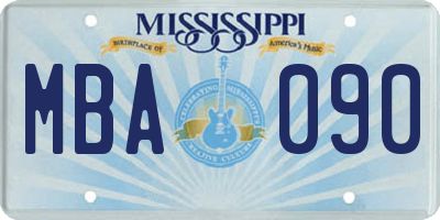 MS license plate MBA090