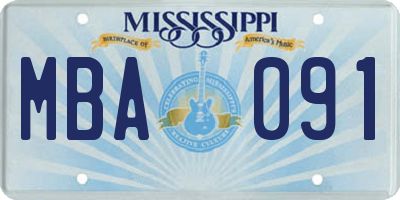 MS license plate MBA091