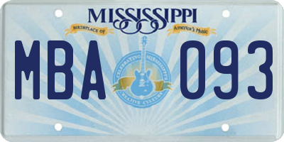 MS license plate MBA093