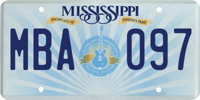 MS license plate MBA097