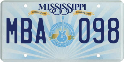 MS license plate MBA098