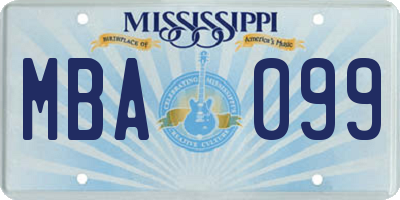MS license plate MBA099