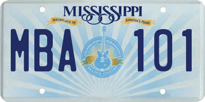 MS license plate MBA101