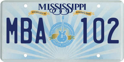 MS license plate MBA102