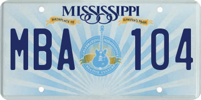 MS license plate MBA104
