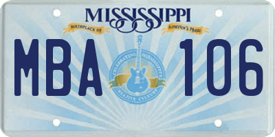 MS license plate MBA106