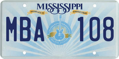 MS license plate MBA108