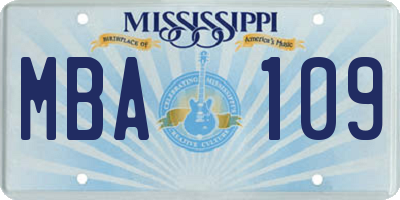 MS license plate MBA109