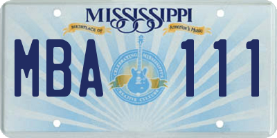 MS license plate MBA111
