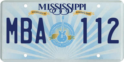 MS license plate MBA112