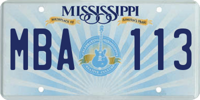 MS license plate MBA113