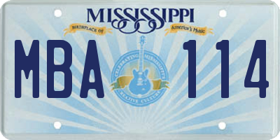 MS license plate MBA114
