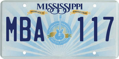 MS license plate MBA117