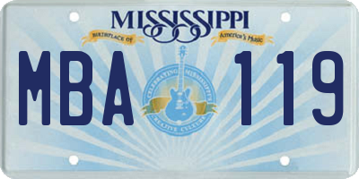 MS license plate MBA119