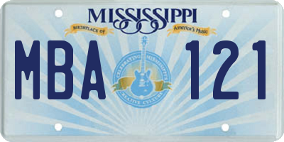 MS license plate MBA121