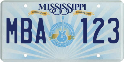 MS license plate MBA123