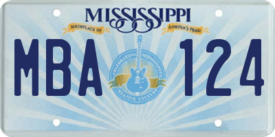 MS license plate MBA124