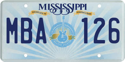 MS license plate MBA126