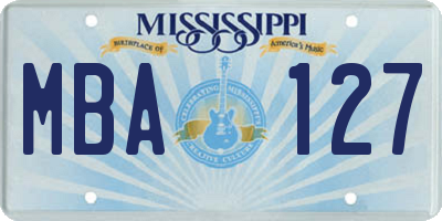 MS license plate MBA127