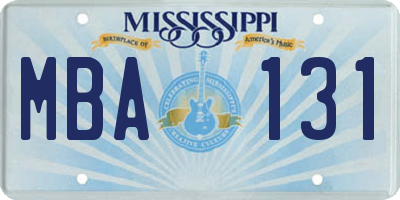 MS license plate MBA131