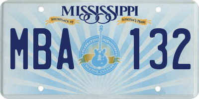 MS license plate MBA132