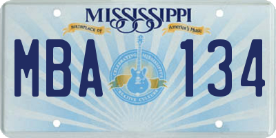 MS license plate MBA134