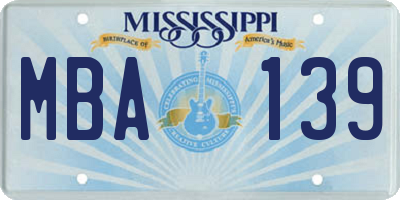MS license plate MBA139