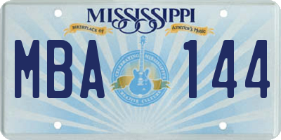 MS license plate MBA144