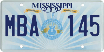 MS license plate MBA145