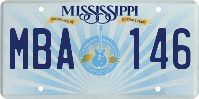 MS license plate MBA146