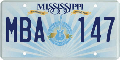 MS license plate MBA147