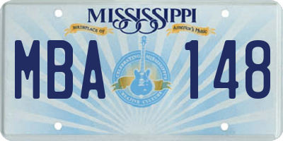 MS license plate MBA148