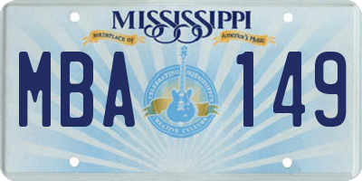 MS license plate MBA149