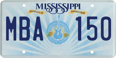 MS license plate MBA150