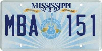 MS license plate MBA151