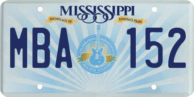 MS license plate MBA152