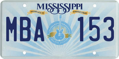 MS license plate MBA153