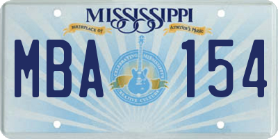 MS license plate MBA154