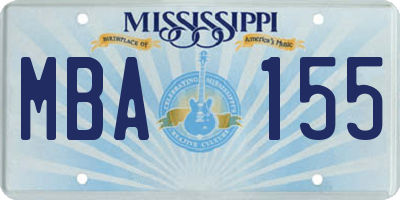 MS license plate MBA155