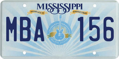 MS license plate MBA156