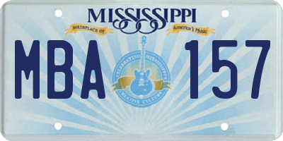 MS license plate MBA157
