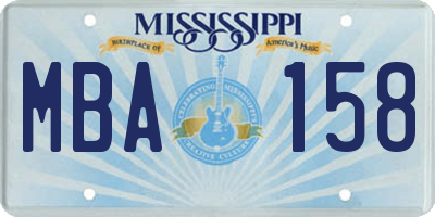 MS license plate MBA158