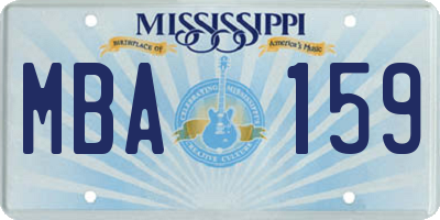 MS license plate MBA159