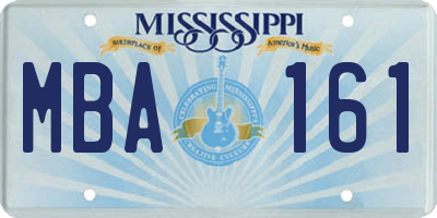 MS license plate MBA161